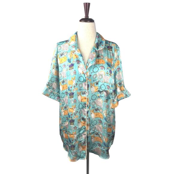 Karen Mabon Corgi Royalty Short Sleeve Pajamas Satin Set XXL NWOT - Picture 3 of 7